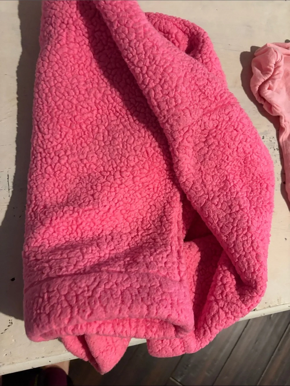 crown & ivy Pink Sherpa Quarter-Zip Puffer Jacket